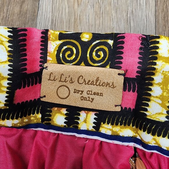 Li Li's Creations African Bird Print Midi‎ Skirt Women's Large Cotton Multicolor - Picture 2 of 11